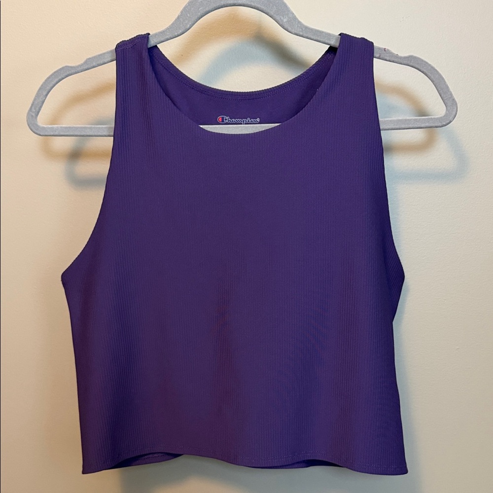 Champion Size XL Purple Ribbed Cropped Tank Top